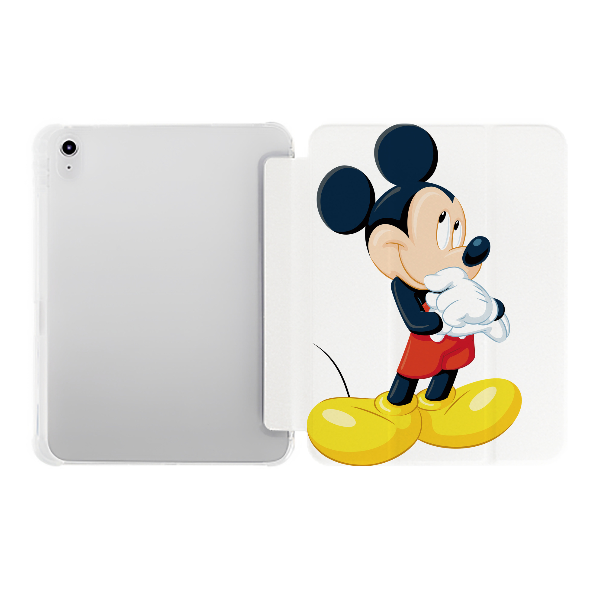 （画像用） ミッキーマウス Mickey Mouse IPad ケース ペン収納付き 三つ折りスタンド PUレザー×シリコン 対応機種9.5/10.5/10.9インチ